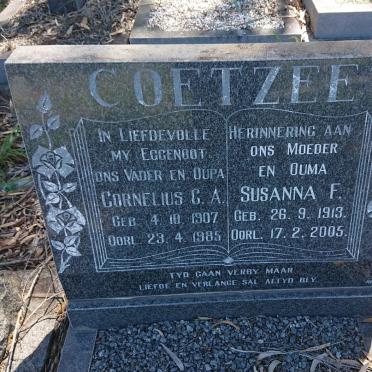 COETZEE Cornelius C.A. 1907-1985 &amp; Susanna F. 1913-2005