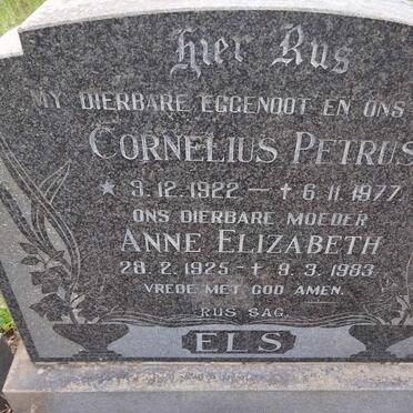 ELS Cornelius Petrus 1922-1977 & Anne Elizabeth 1925-1983