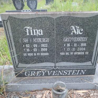 GREYVENSTEIN Nic 1916-2004 &amp; Tina MYBURGH 1922-1999