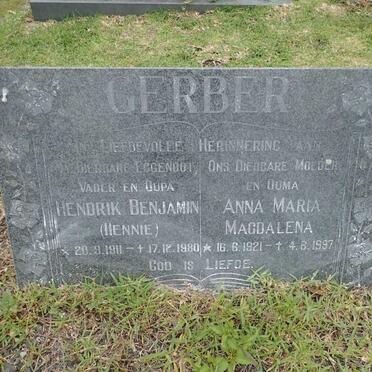 GERBER Hendrik Benjamin 1911-1980 &amp; Anna Maria Magdalena 1921-1997