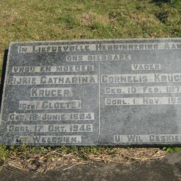 KRUGER Cornelis 1879-1957 &amp; Rijkie Catharina CLOETE 1884-1946