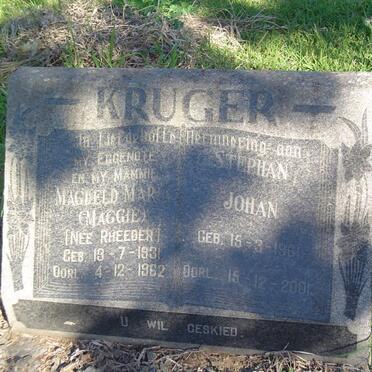 KRUGER Magdeld Maria nee RHEEDER 1931-1962 :: KRUGER Stephen Johan 1961-2001