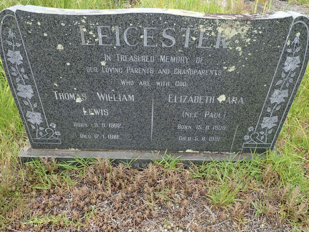LEICESTER Thomas William Lewis 1902-1981 &amp; Elizabeth Lara PAUL 1906-1981