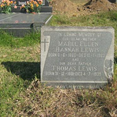 LEWIS Thomas 1881-1935 &amp; Mabel Ellen Hannah 1886-1963