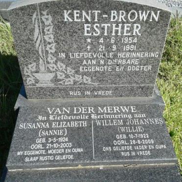 MERWE Willem Johannes, van der 1922-2009 &amp; Susanna Elizabeth 1924-2003