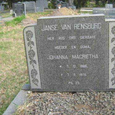 RENSBURG Johanna Magrietha, Janse van 1886-1975