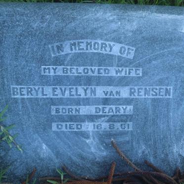 RENSEN Beryl Evelyn, van nee DEARY -1951