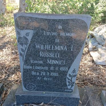 RUSSELL Wilhelmina L. nee LOMBARD 1888-1985