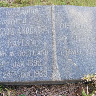 RAFFAN Agnes Anderson 1896-1968