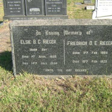 RIEGER Friedrich O.E. 1889-1929 &amp; Elsie B.C. BOY 1896-1954