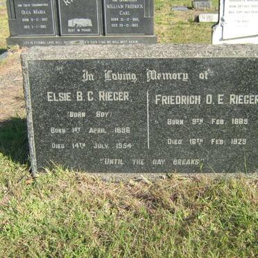 RIEGER Friedrich O.E. 1889-1929 &amp; Elsie B.C. BOY 1896-1954
