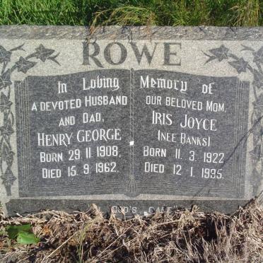 ROWE Henry George 1908-1962 &amp; Iris Joyce BANKS 1922-1995