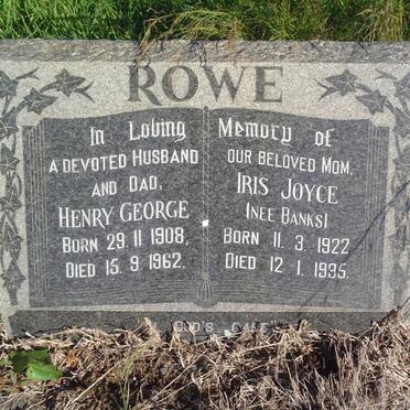 ROWE Henry George 1908-1962 &amp; Iris Joyce BANKS 1922-1995