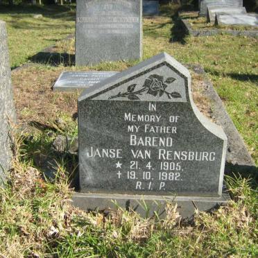 RENSBURG Barend, Janse van 1905-1982