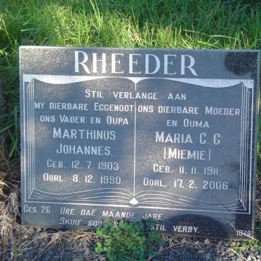 RHEEDER Marthinus Johannes 1903-1990 &amp; Maria C.C. 1911-2006