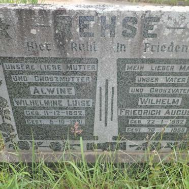 REHSE Wilhelm Friedrich August 1892-1958 &amp; Alwine Wilhelmina Luis 1892-1981