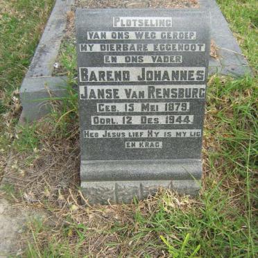 RENSBURG Barend Johannes, Janse van 1879-1944