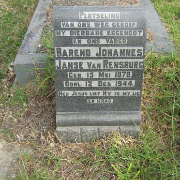 RENSBURG Barend Johannes, Janse van 1879-1944