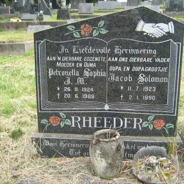 RHEEDER Jacob Solomon 1923-1990 &amp; Petronella Sophia J.M. 1924-1988