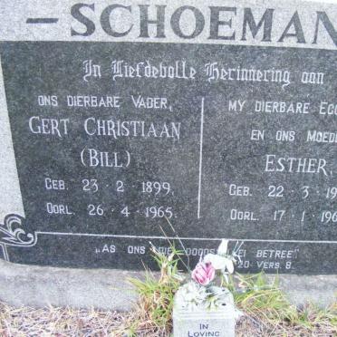 SCHOEMAN Gert Christiaan 1899-1965 &amp; Esther 1908-1963