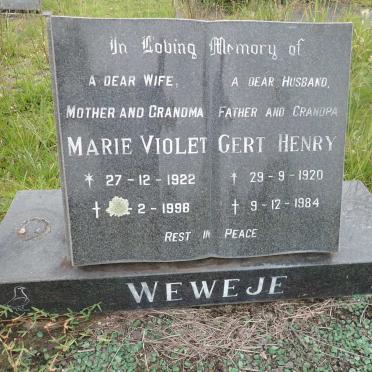 WEWEJE Gert Henry 1920-1984 &amp; Marie Violet 1922-1998