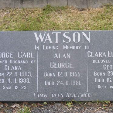 WATSON George Carl 1903-1998 &amp; Clara Elizabeth  1926-2003 :: WATSON Alan George 1955-1981