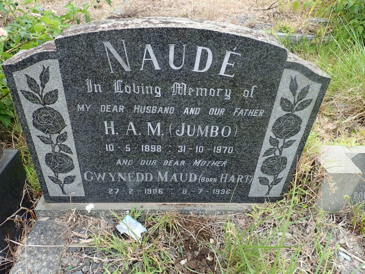 NAUDE H.A.M. 1898-1970 &amp; Gwynedd Maude HART 1906-1996
