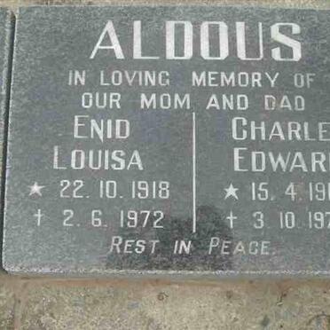 ALDOUS Charles Edward 1910-1972 &amp; Enid Louisa 1918-1972