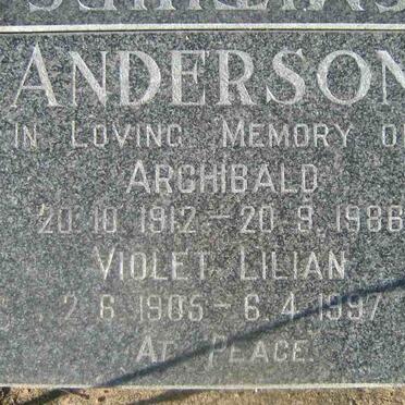 ANDERSON Archibald 1912-1986 &amp; Violet Lilian 1905-1997