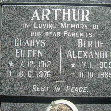 ARTHUR  Bertie Alexander 1909-1985 &amp; Gladys Eileen 1912-1976