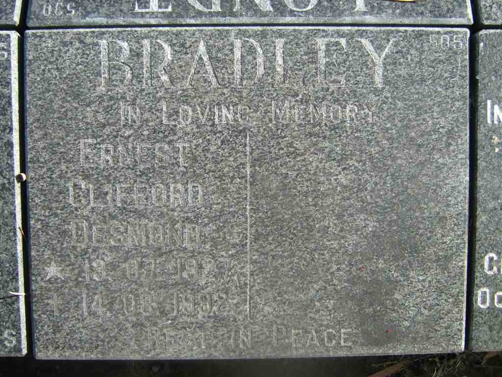 BRADLEY Ernest Clifford Desmond 1927-1992