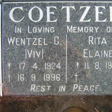 COETZER Wentzel C. 1924-1996 &amp; Rita Elaine 1930-