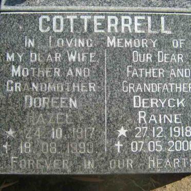 COTTERRELL  Deryck Raine 1918-2006 &amp; Doreen Hazel 1917-1993