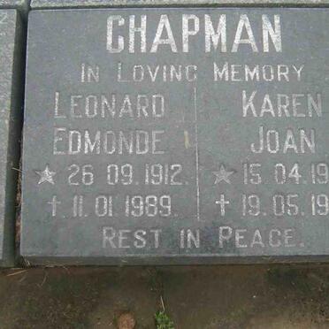 CHAPMAN Leonard Edmonde 1912-1989 :: CHAPMAN Karen Joan 1975-1993