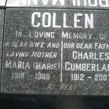 COLLEN Charles Cumberland 1912-2007 &amp; Maria 1918-1988