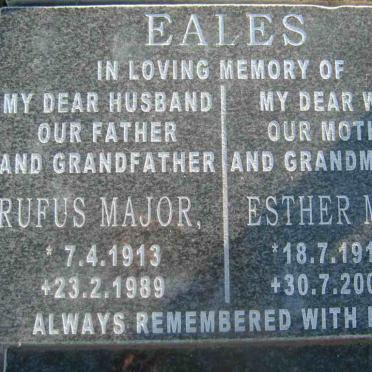 EALES Rufus Major 1913-1989 &amp; Esther Maria 1918-2005