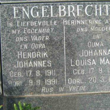 ENGELBRECHT Hendrik Johannes 1911-1991 &amp; Johanna Louisa Maria 1913-1987