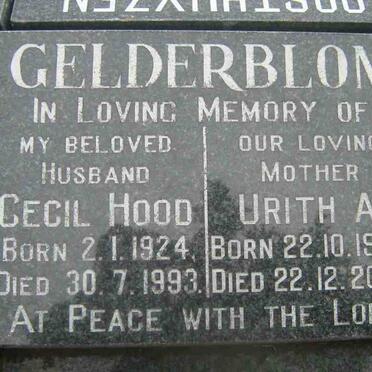 GELDERBLOM Cecil Hood 1924-1993 &amp; Urith A. 1929-2000