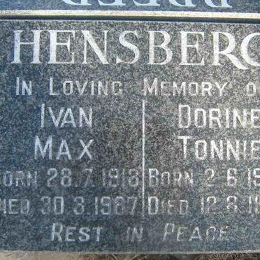 HENSBERG Ivan Max 1918-1987 &amp; Dorine Tonnie 1924-1998