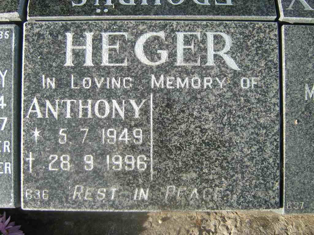 HEGER Anthony 1949-1996