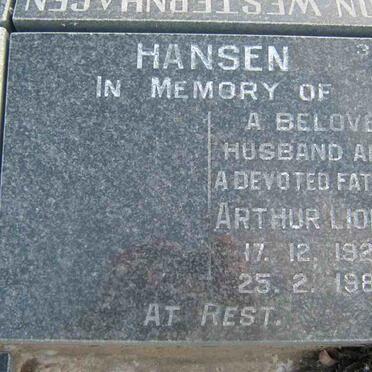 HANSEN Arthur Lionel 1929-1989