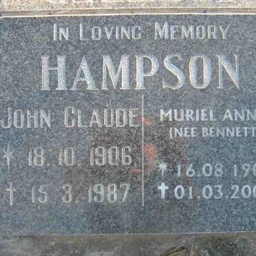 HAMPSON John Claude 1906-1987 &amp; Muriel Anne BENNETT 1909-2004