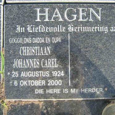 HAGEN Christiaan Johannes Carel 1924-2000