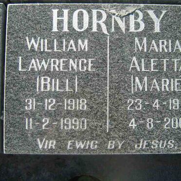HORNBY William Lawrence 1918-1990 &amp; Marie Aletta 1919-2001
