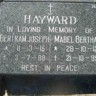 HAYWARD Bertram Joseph 1915-1988 &amp; Mabel Bertha 1912-1999