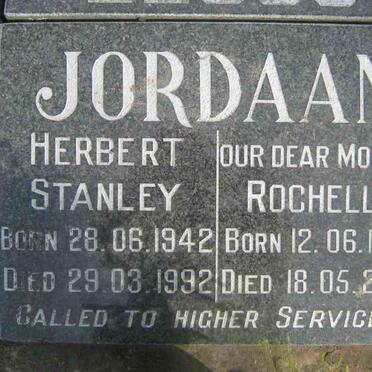JORDAAN Herbert Stanley 1942-1992 &amp; Rochelle 1943-2005