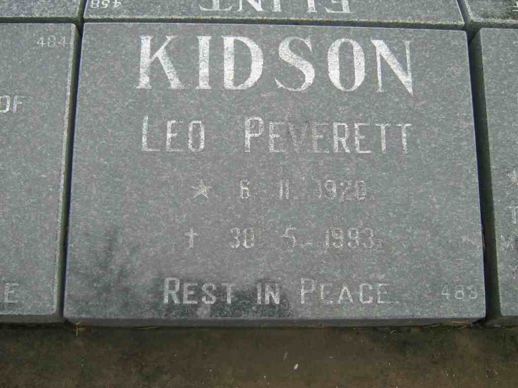KIDSON Leo Peverett 1920-1993