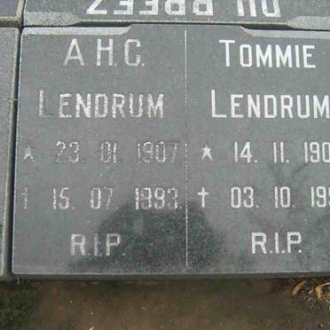 LENDRUM A.H.C. 1907-1993 and Tommie 1907-1998 (R20)