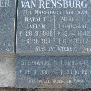 LOMBAARD Stephanus H. 1938-1997 &amp;  Merle I. 1942-1997  :: VAN RENSBURG Natalie Evelyn 1962-1991