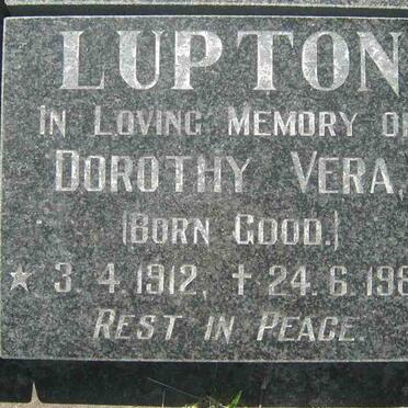 LUPTON Dorothy Vera nee GOOD 1912-1986